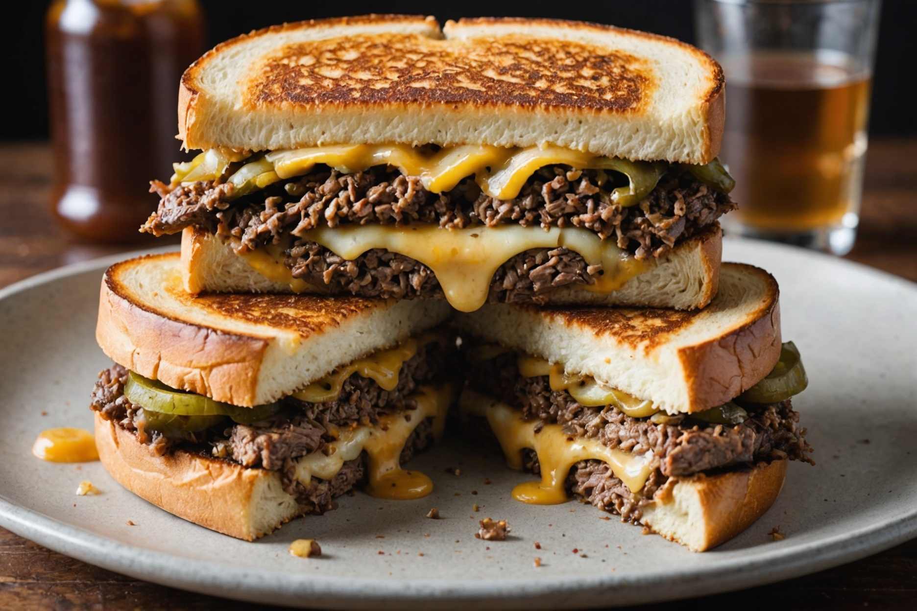 A timeless burger delight with grilled onions and cheese.