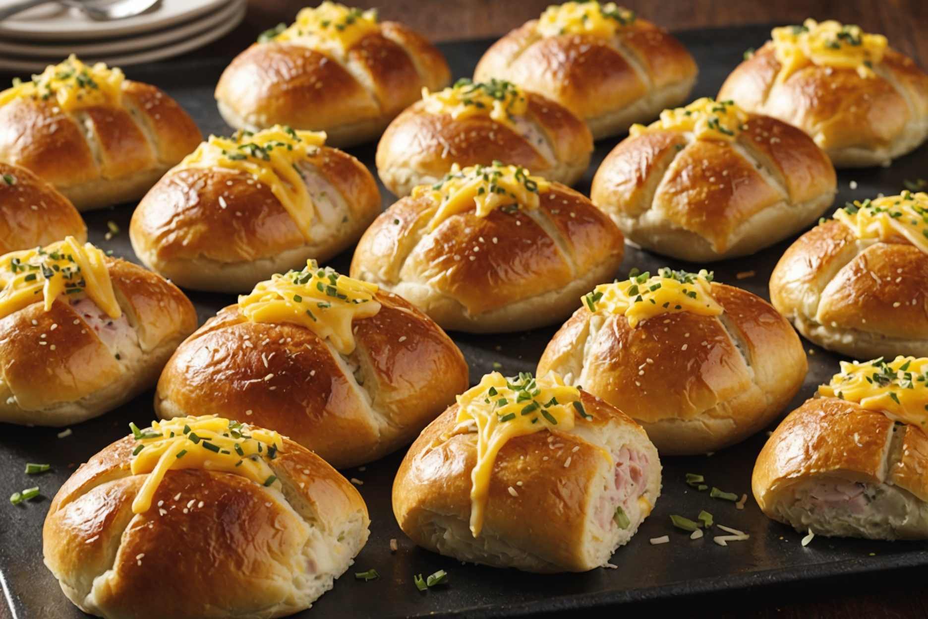 Savory bites filled with ham and cheese.