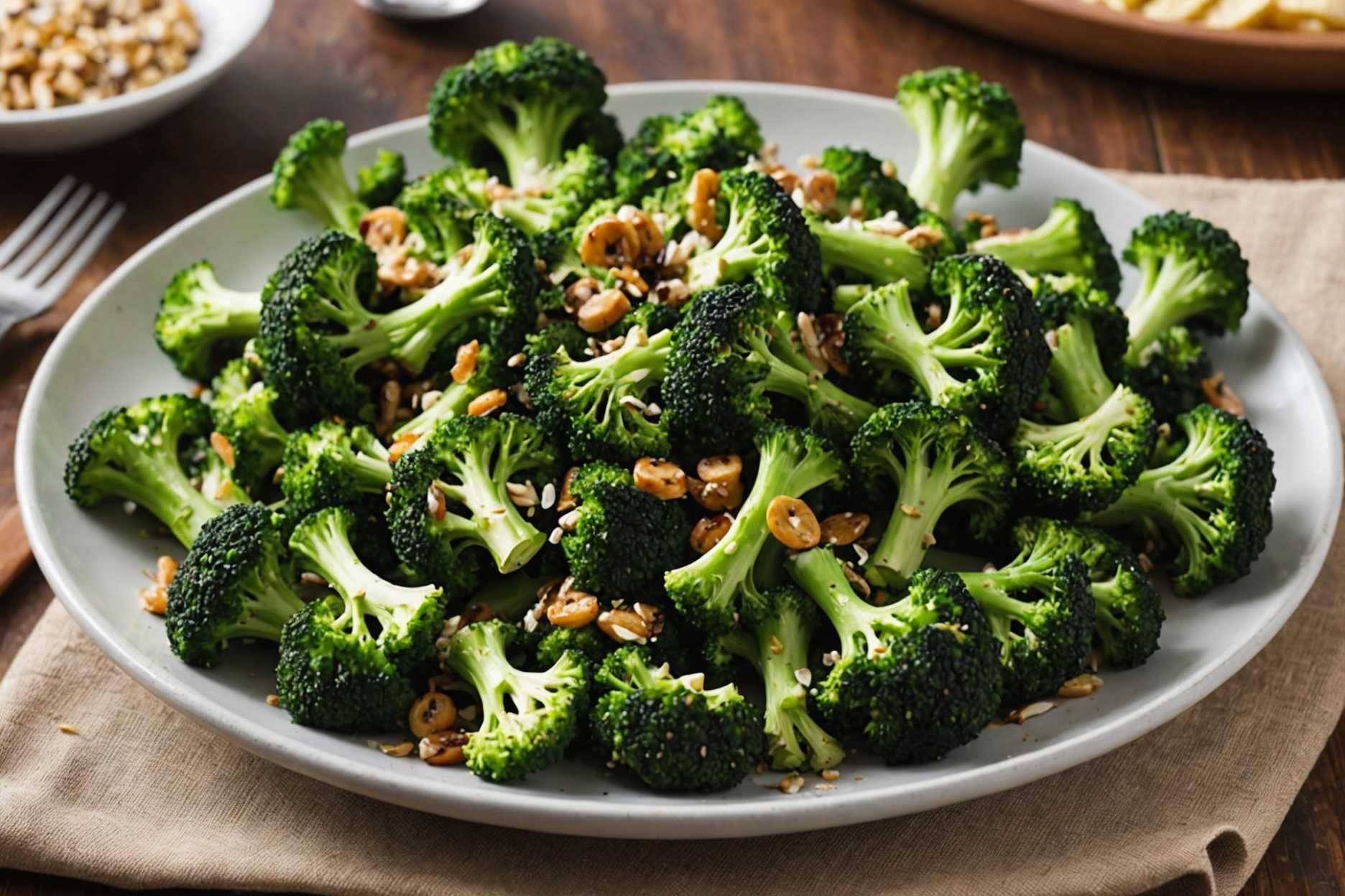 Delicious air-fried broccoli seasoned with everything bagel spice.