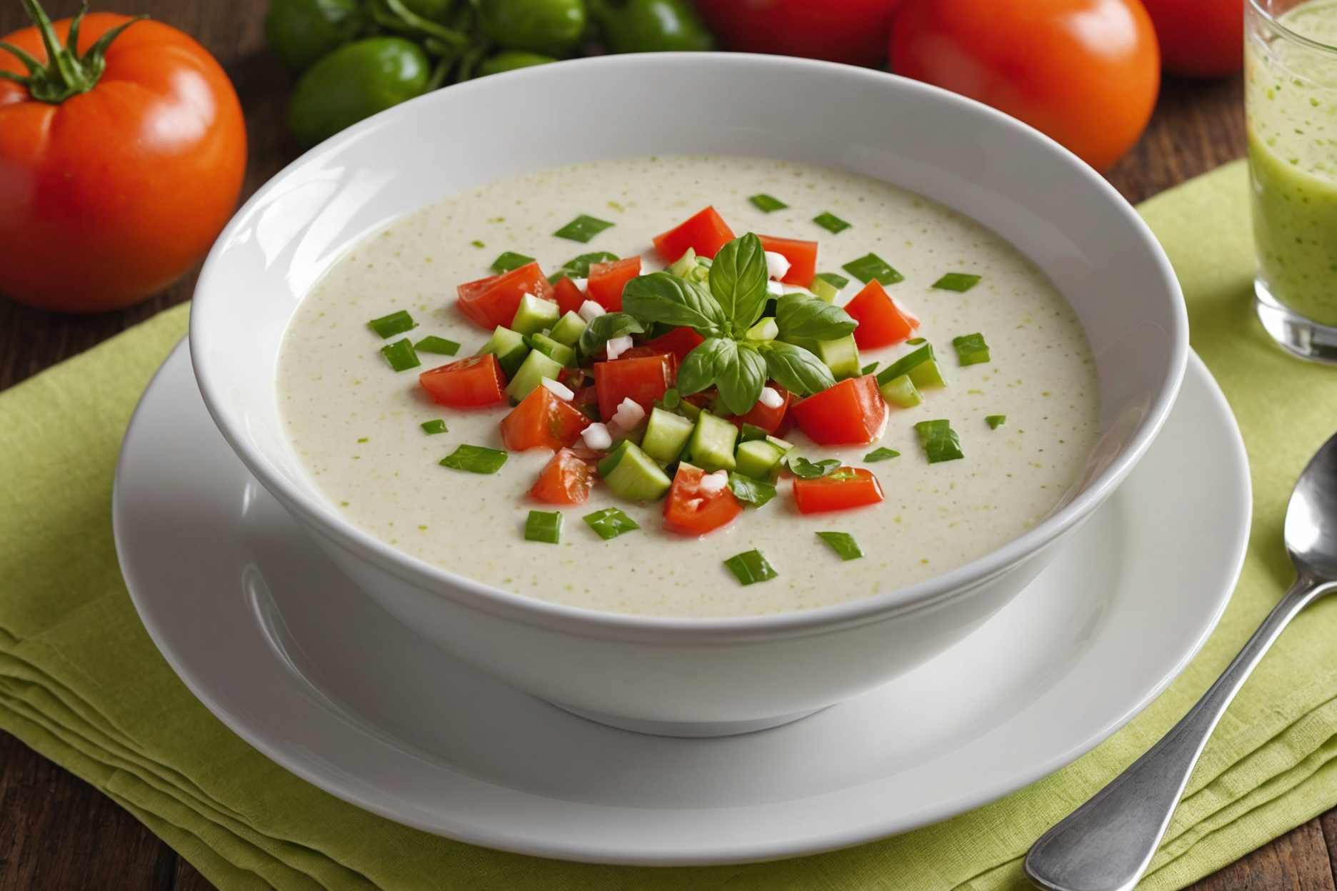 A refreshing, chilled soup with distinctive flavors.