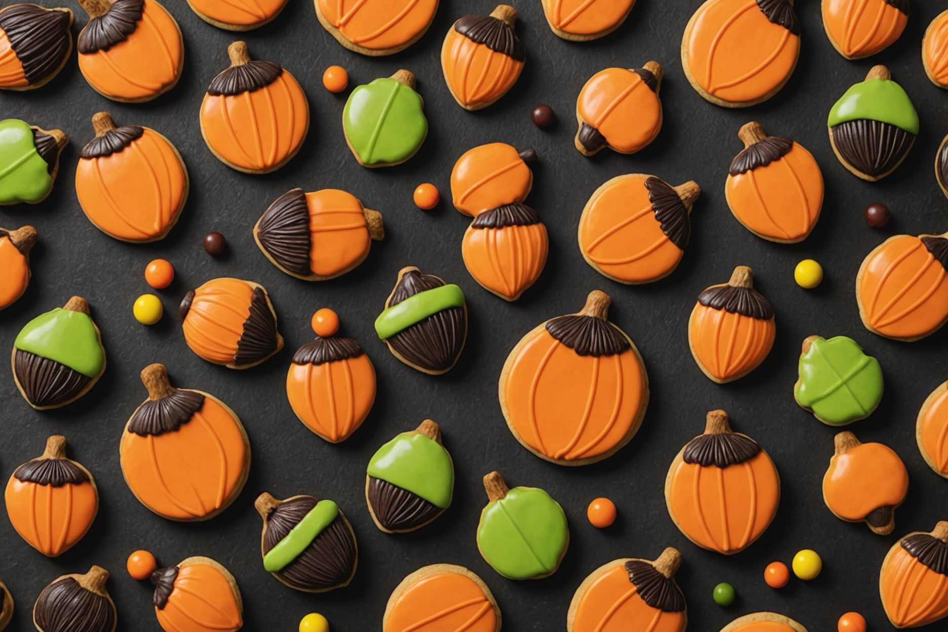 Delicious cookies shaped like acorns with candy toppings.