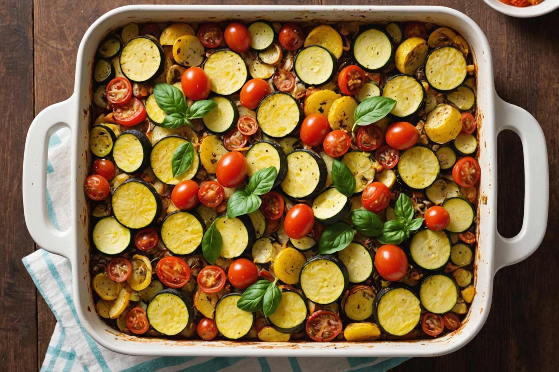 Savor the delightful blend of potatoes and squash in this casserole.