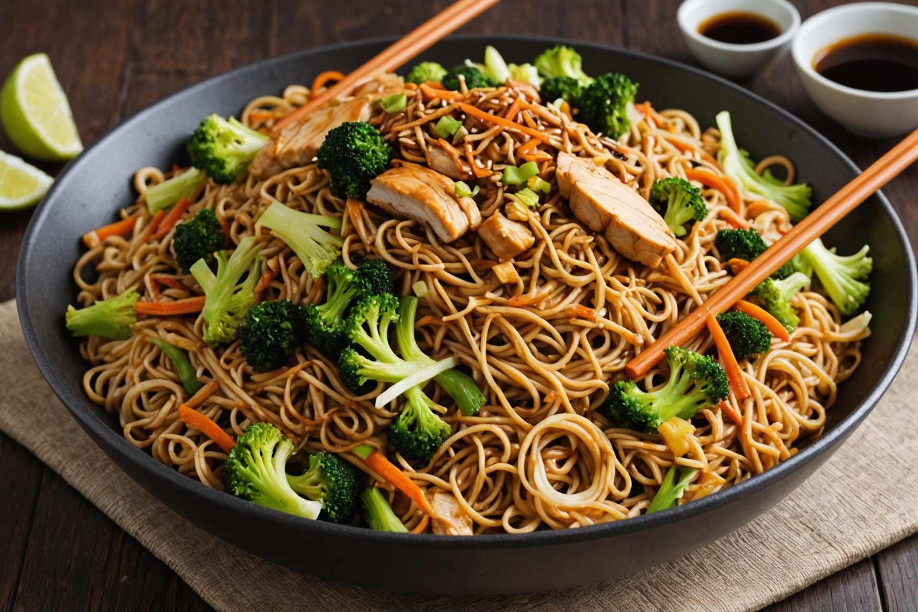 Savor the irresistible flavor of Chicken Yakisoba!