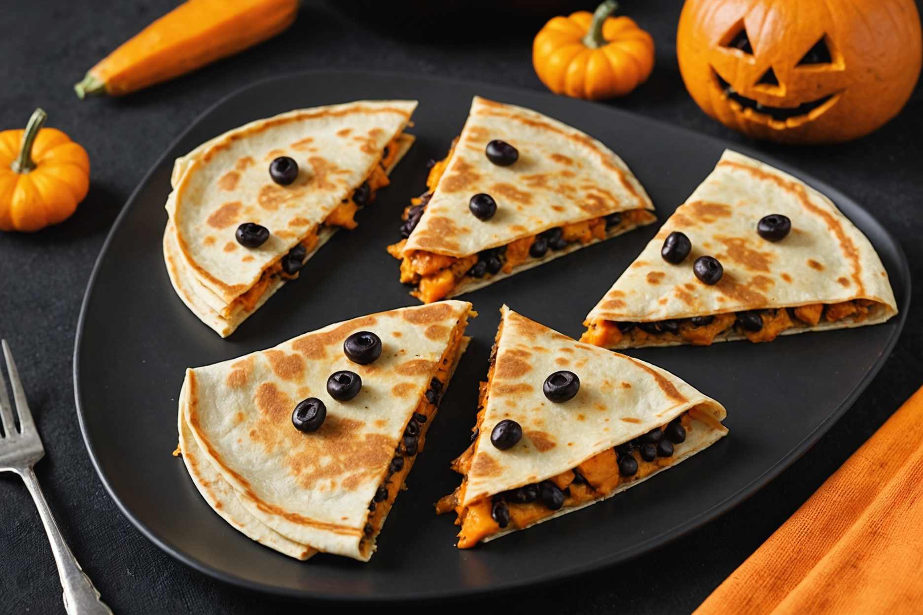 Delicious Halloween-themed quesadillas by Tina.