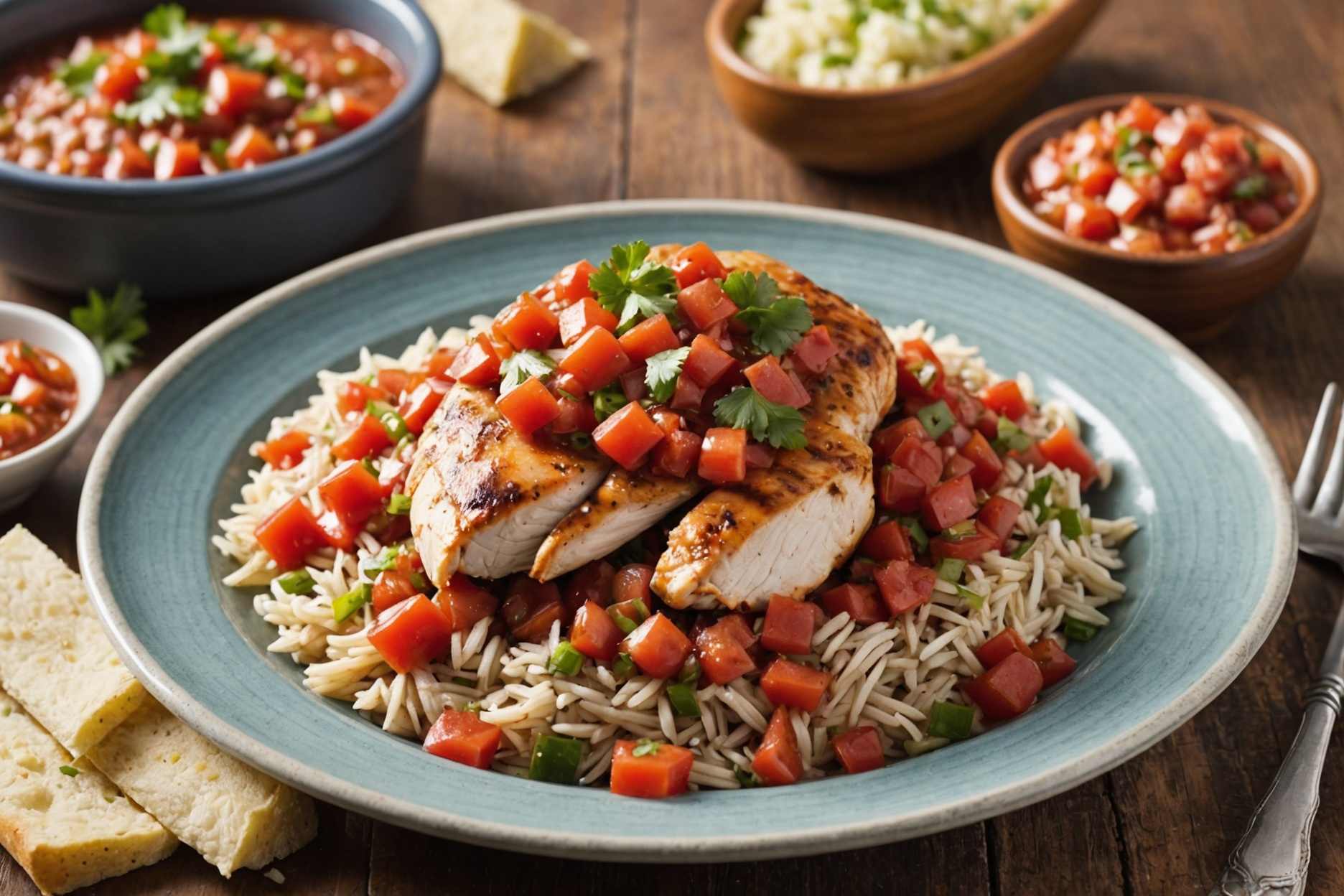 A delightful blend of chicken and savory salsa.