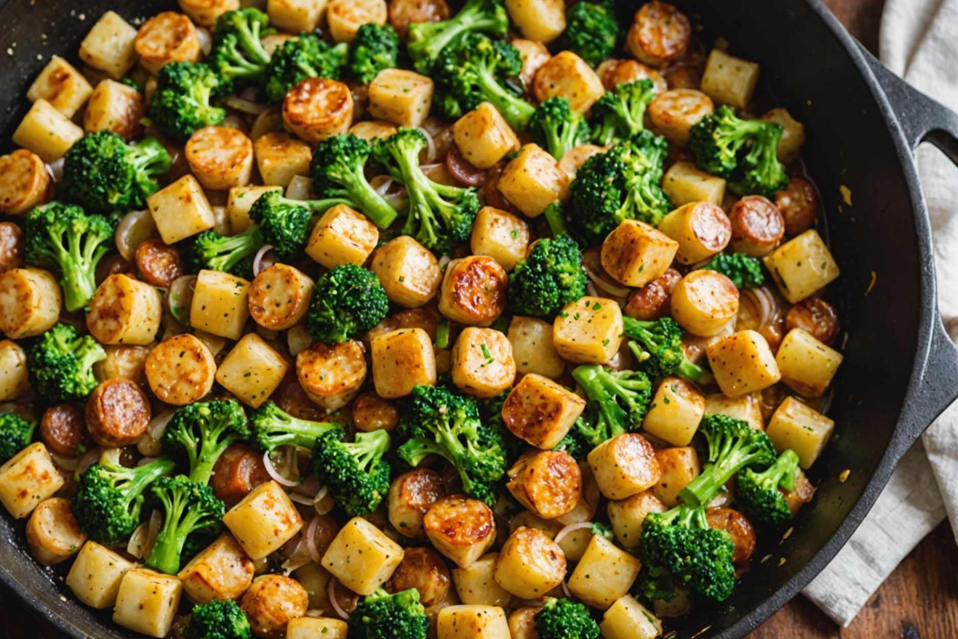 Savor this delightful chicken sausage gnocchi skillet dish.