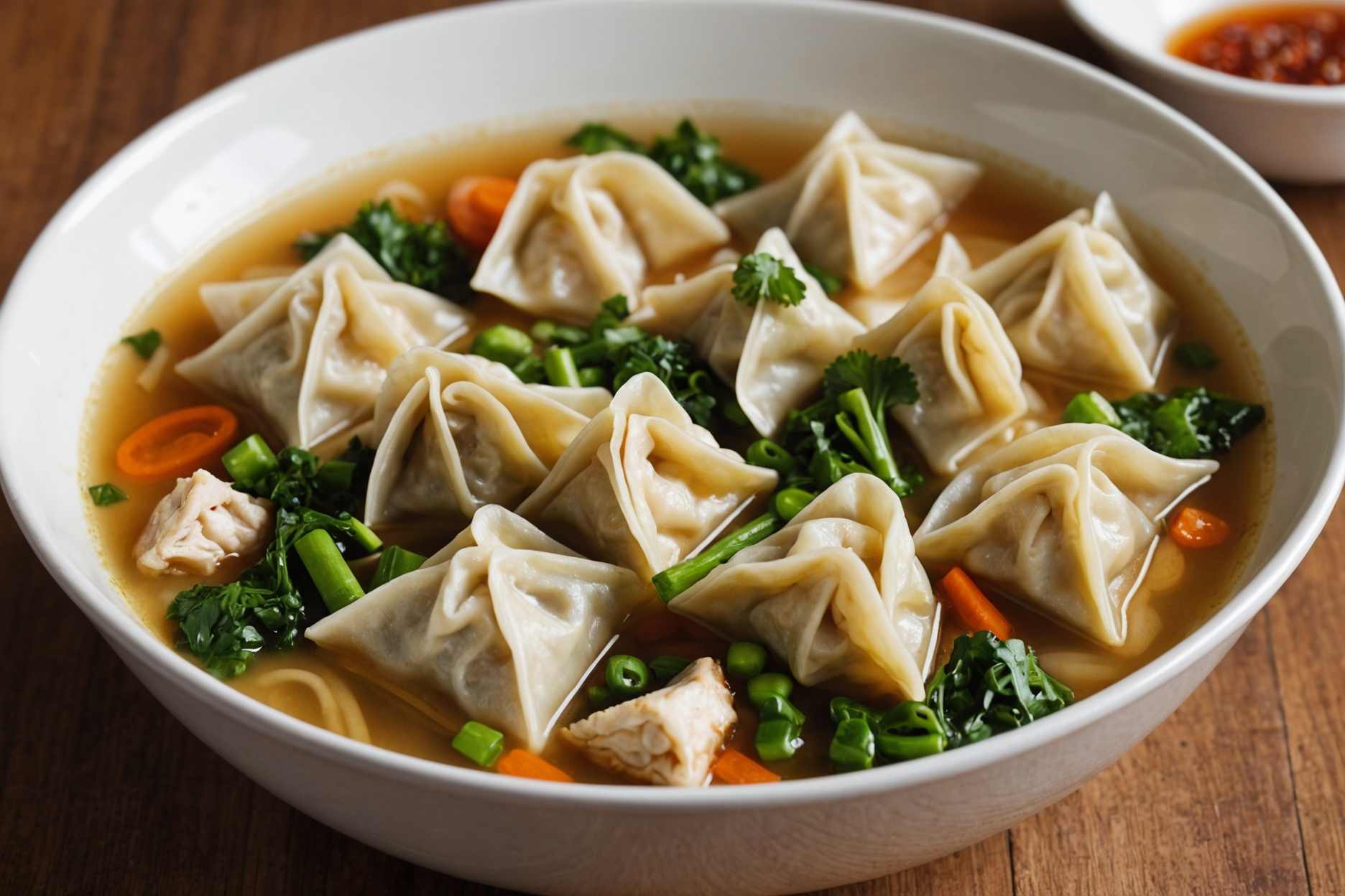 A comforting bowl of wonton soup.