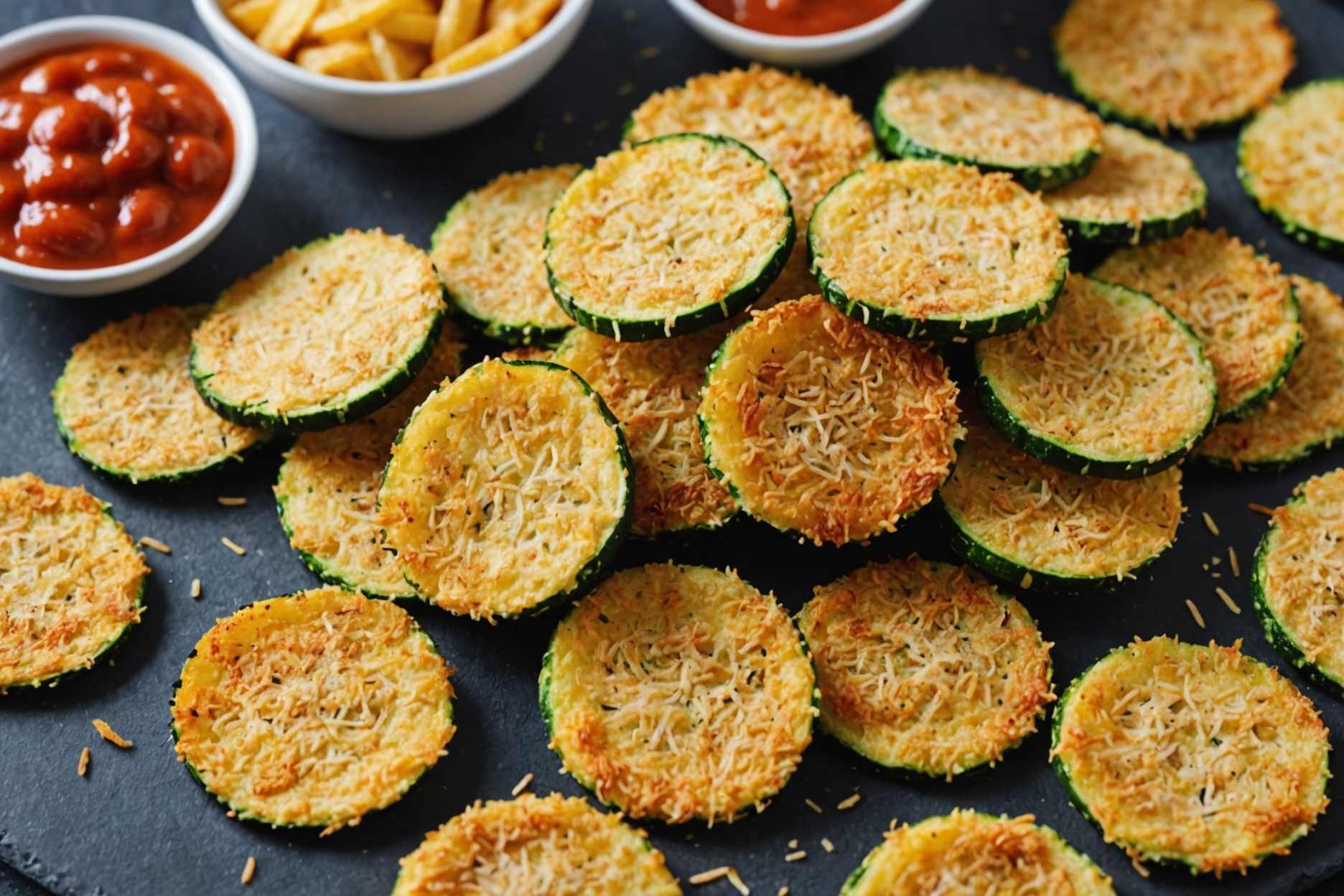 Crispy and healthy zucchini chips made in an air fryer.