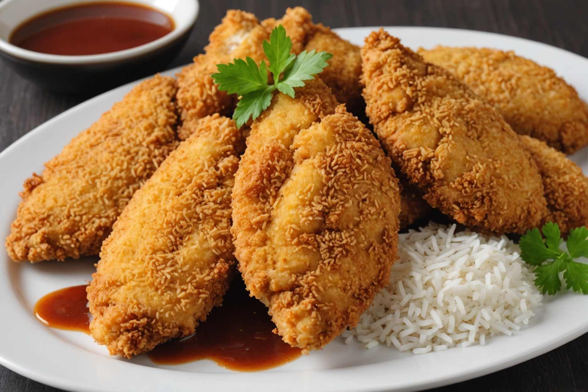 Deliciously crispy chicken cutlet, perfectly served!