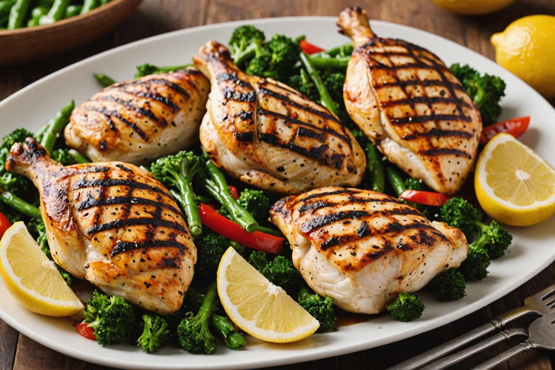 Succulent lemon pepper chicken, grilled to perfection.