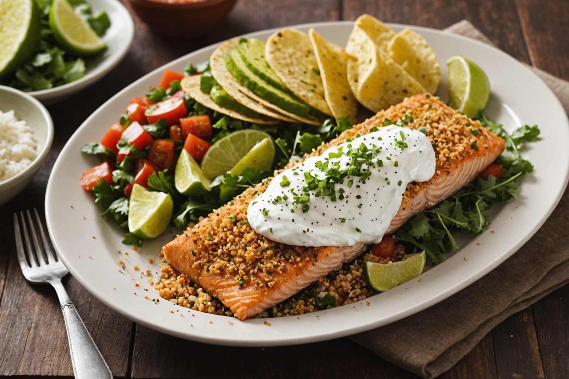 Savor the delightful flavors of taco-seasoned salmon.