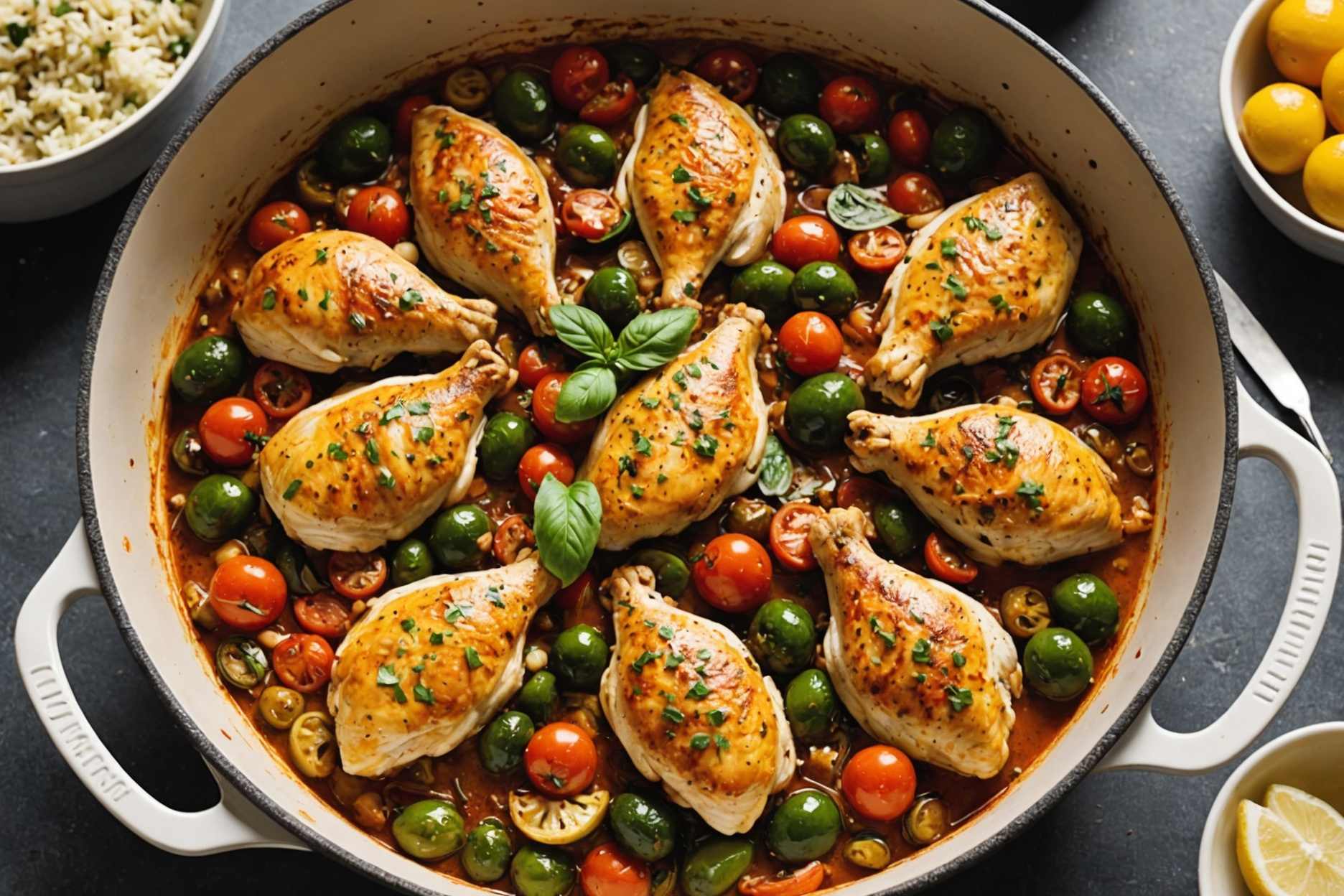 Savor the delightful harmony of Mediterranean flavors in this easy one-pot dish!