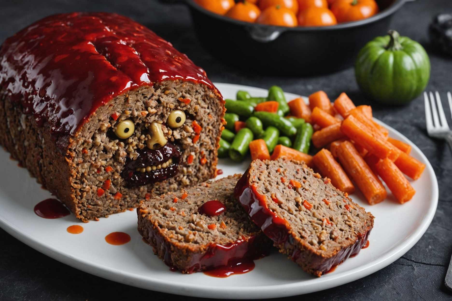 Deliciously spooky meatloaf, perfect for Halloween festivities!