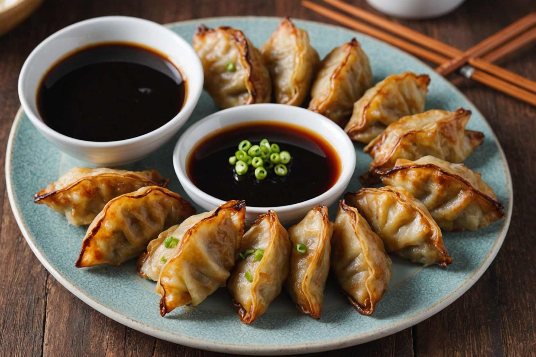 Deliciously crisp and perfectly cooked potstickers in the air fryer.