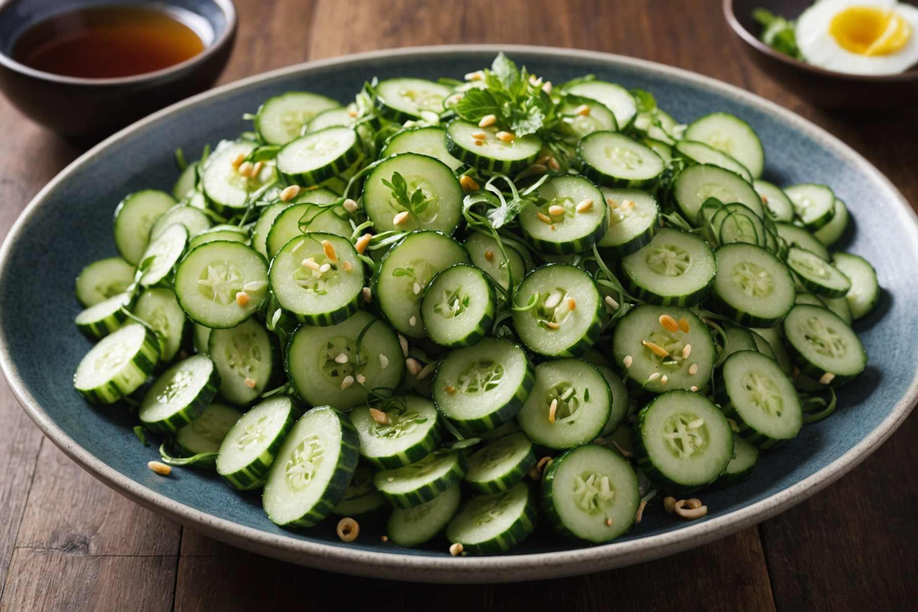 Refreshing Japanese cucumber salad with a tangy dressing.